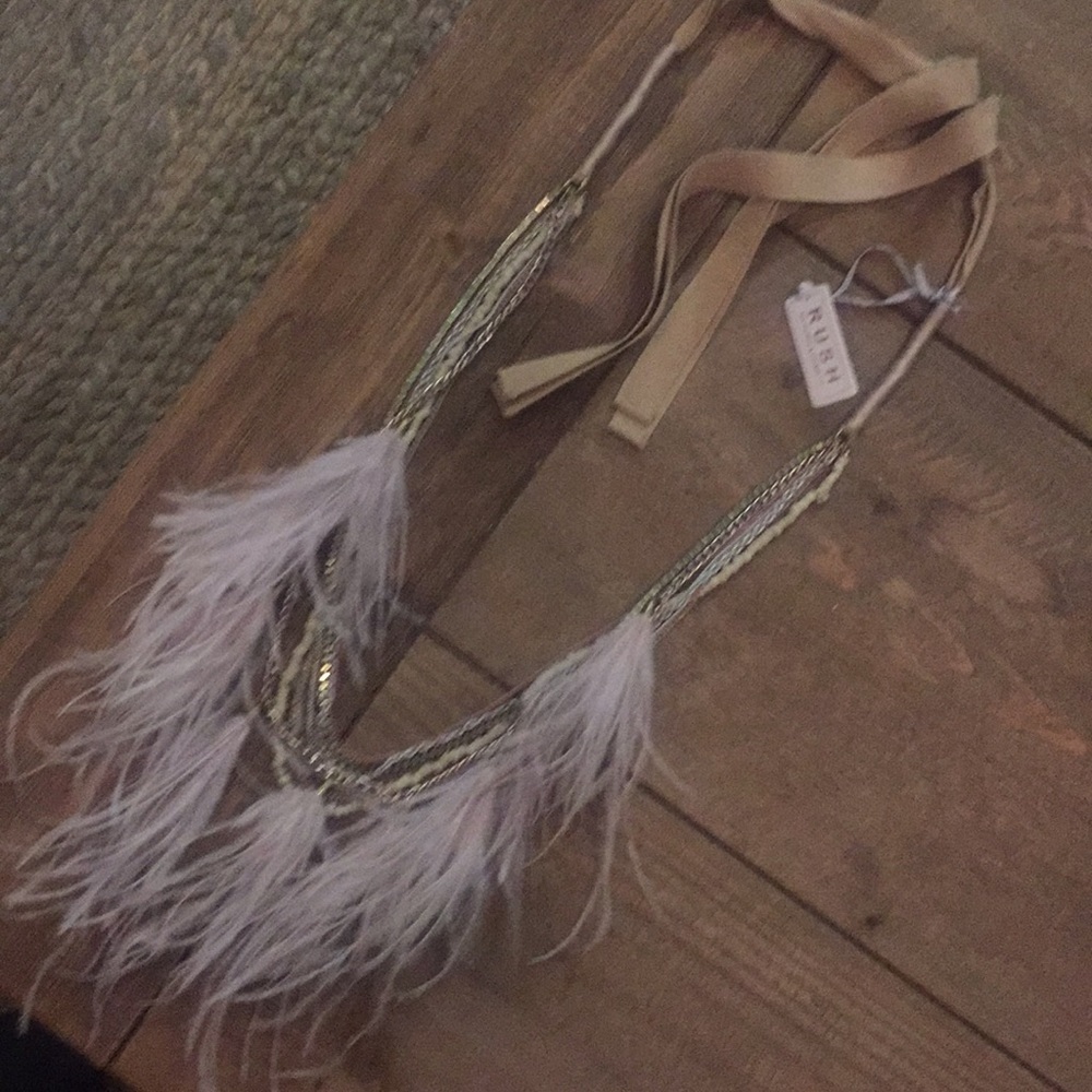 Long bohemian style feather necklace